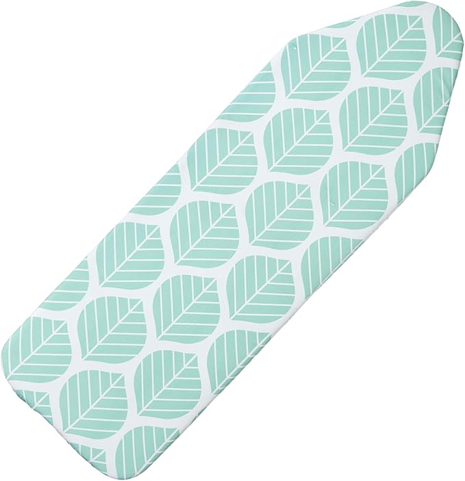 Extra Wide Ironing Board Cover with Padding 18 x 54 inch Heat Reflective with Hook and Loop Fasteners, Thick Padding with Elasticized Edges, 3 Layers Iron Board Cover (Green Leaf)