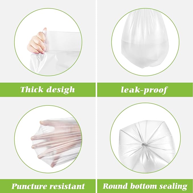 2.6 Gallon 220 Counts Strong Trash Bags Garbage Bags by Teivio, Bathroom Trash Can Bin Liners, Small Plastic Bags for home office kitchen,fit 10 Liter, 2,2.5,3 Gal, Clear
