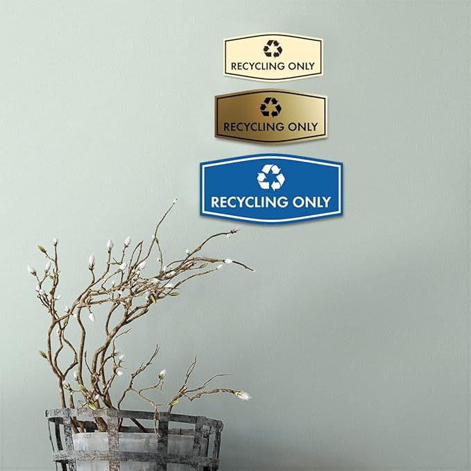 Fancy Recycling Only Sign (Navy Blue/Gold) - Large