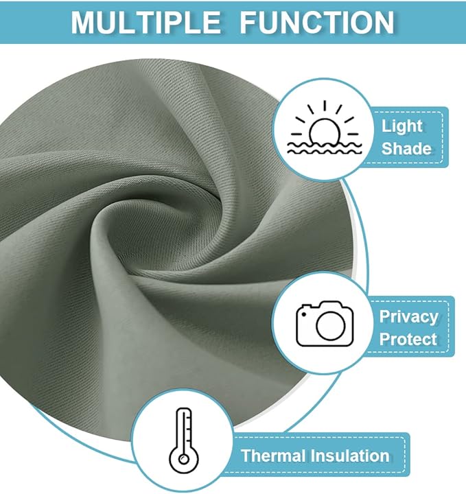RYB HOME Dorm Curtains Room Darkening, 30 inch Length Privacy Window Treatment Thermal Insulated Covers for Shortage Room Studio Nursery, W42 x L30 inch, 2 Panels, Grayish Green