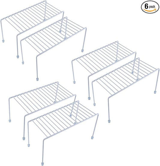 Kitchen Shelves, Cabinet Organization Mini Storage Shelf, Storage Rack Organizer for Kitchen, Fridge, Cabinet, Bathroom (White 6)