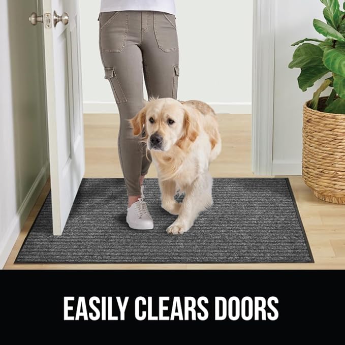 GORILLA GRIP Traffic Guard Door Mat, 2 Pack, Heavy Duty Waterproof Doormat, Commercial Office Space Welcome Mats, Stain and Fade Resistant, Low Profile, Strong Rubber Backing, 29x17, Gray