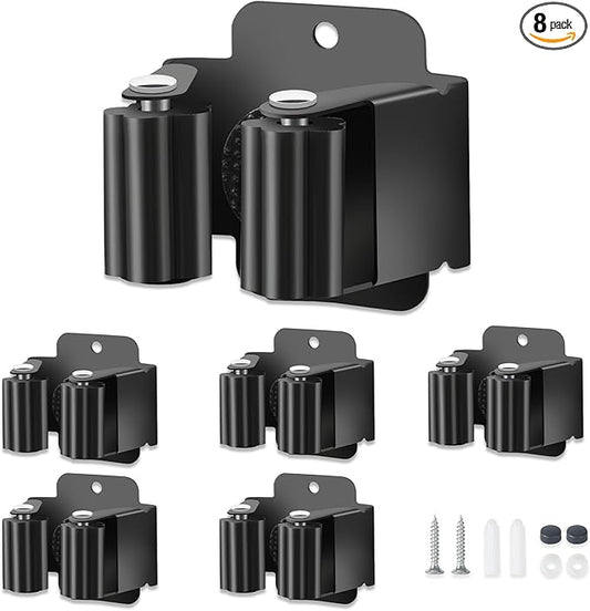 8 PCS Broom Holder Wall Mount, Upgraded Heavy Duty Mop and Broom Holder Wall Mount, Stainless Steel Broom Hanger Mop Holder Rack for Kitchen Laundry Garden Tool Organizer