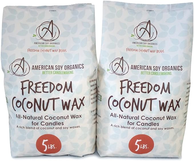 American Soy Organics Freedom Coconut Soy Wax Beads for Candle Making - Natural Candle Making Supplies - Paraffin-Free,Beeswax-Free Coconut Candle Wax for Container Candles,Tealights,Wax Melts 10 lbs