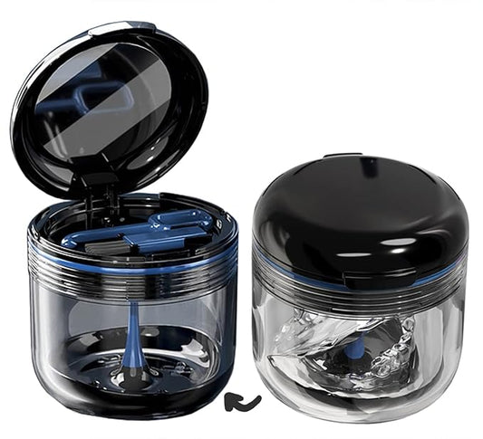 MURRI&MURRDI Retainer Case, Denture Bath Box with Strainer Basket, Mouth Guard Case, Braces Cleaner Cup, Cute Denture Holder Nightguard Storage Soak Container for Travel (Black)