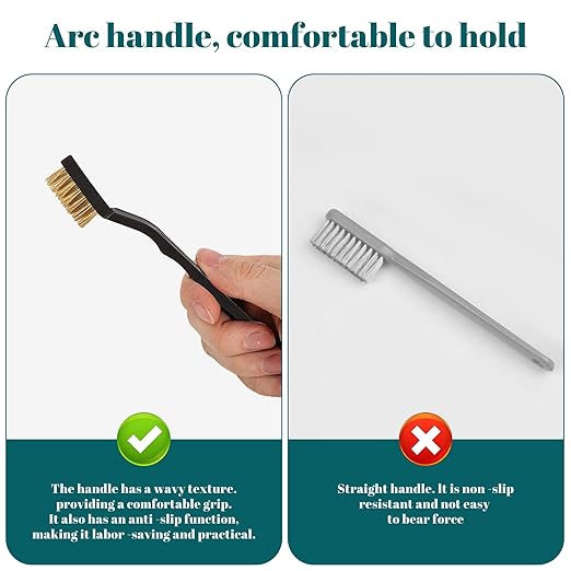40 Pcs Mini Wire Brush Brass Brush Set, Curved Handle Masonry Brush Wire Brush for Cleaning Welding Slag and Rust