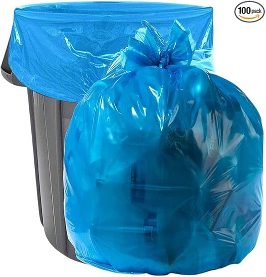 Plasticplace 30-40 Gallon Recycling Trash Bags │ 1.2 Mil│ Blue Garbage Bag Liners │ 33” x 46” (100 Count)