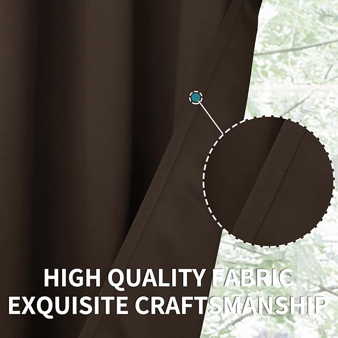 BGment Rod Pocket Blackout Curtains for Bedroom 84 Inches Length - Thermal Insulated Room Darkening Curtain for Living Room, 42 x 84 Inch, 2 Panels, Brown