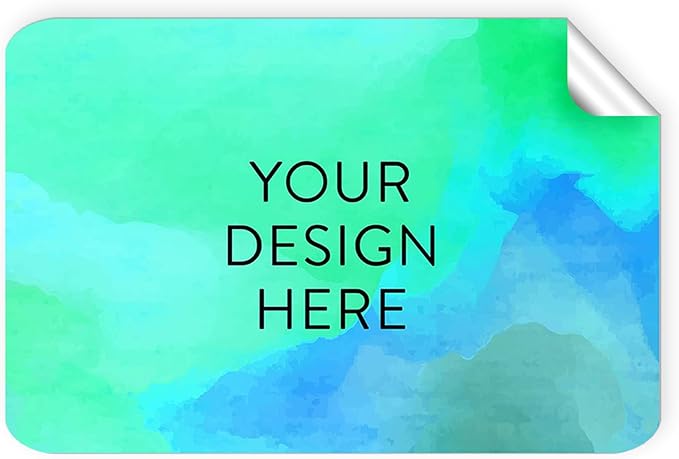 100 Custom Vinyl Stickers - Upload Your own Image, Text, Design, Logo - Personalized Logo Labels for Handmade, Packaging, Bottle, Jars, Candle, Brand Stickers (Blue Green, 4x2)