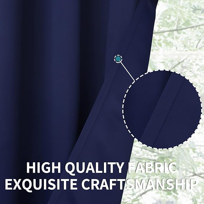 BGment Navy Blue Blackout Curtains 36 Inches Length for Kitchen Window Over Sink - Short Drapes with Rod Pocket Room Darkening for Cafe Rv Bathroom, 2 Panels, 34 x 36 Inch