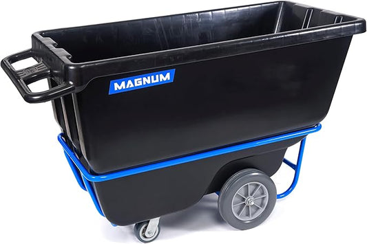 Tilt Truck, 1/2 Cu. Yd. Capacity Dump Cart with Non-Marking 12” Wheels & 5” Casters & Forklift-able Frame for Jobsites, 850 lbs, Trash Cart with Wheels DUC12T-F-NM-02PK (2-Pack)