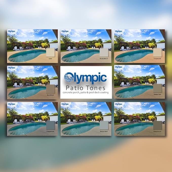 Olympic Patio Tones - Mystic Gray - 1 Gallon - Non-slip acrylic deck and patio coating, concrete restorer.