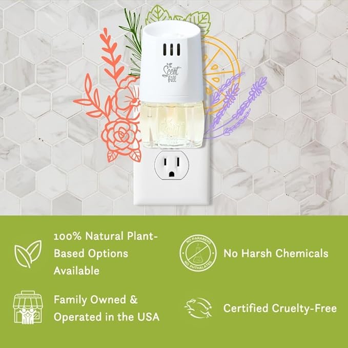 Scent Fill 100% Natural Palo Santo Plug in Air Freshener, Scented Oil Refills, 3 Refills