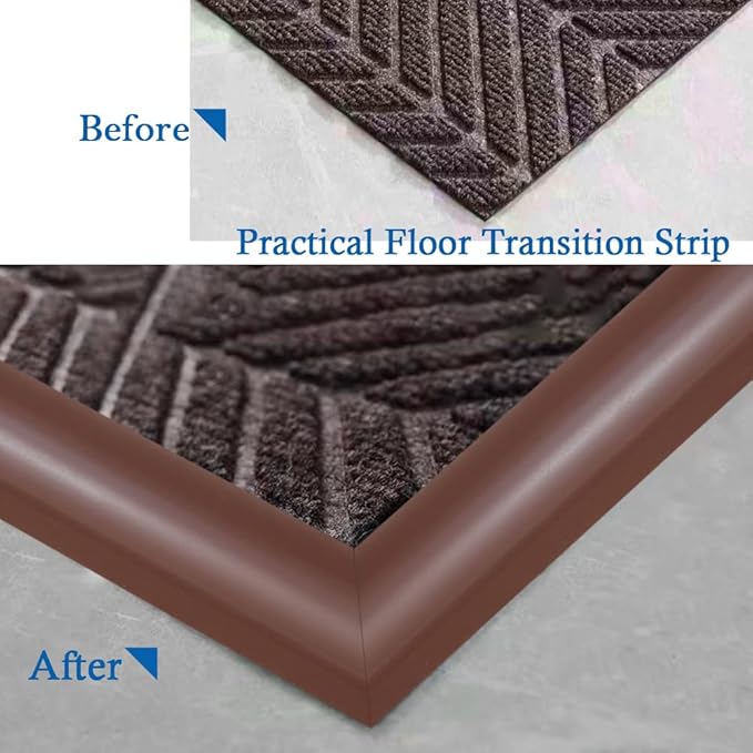 Floor Transition Strip Self Adhesive Carpet & Flooring Transitions Edging Trim Strip PVC Threshold Transitions Suitable for Threshold Height Less Than 5mm (6.56Ft, Brown)