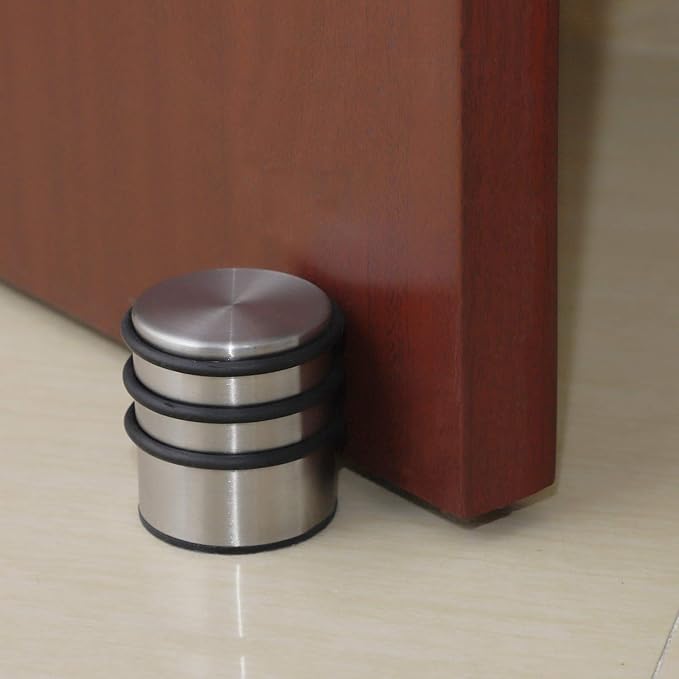 KINJOEK Heavy Weight Door Stopper, No DrillStainless Steel Door Stop with Protective Rubber Bands Door Wedge for Office, Home, Garage, Laundry Door