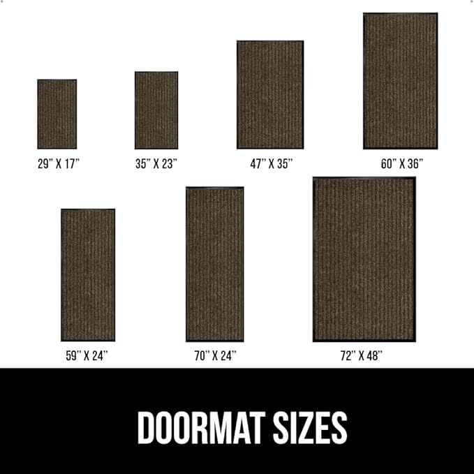 GORILLA GRIP Traffic Guard Door Mat, Heavy Duty Welcome Mats, Commercial Office Space Doormat, Waterproof, Fade Resistant, Strong Rubber Backing, Low Profile, Shoe and Boot Scraper, 29x17, Brown