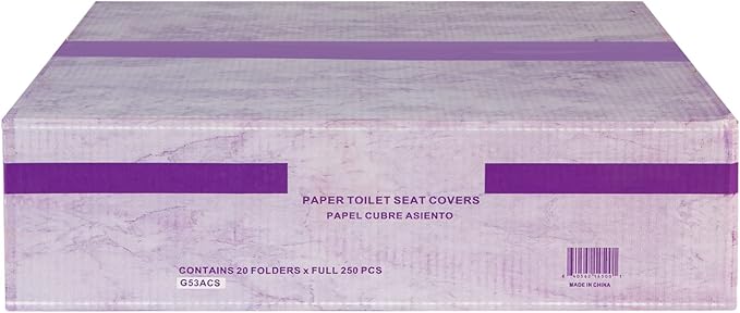 EZbrnd Premium Half-Fold Disposable Toilet Seat Covers, Flushable Paper Cover for Bathtoom, White, 250 Sheets x 20 pk