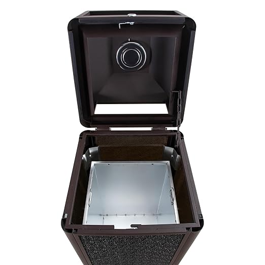 Square Waste Container with Dome Lid | Commercial Outdoor Garbage and Trash Container,Coffee 15 Gallon