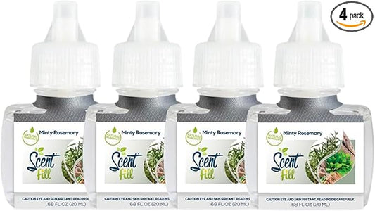 Scent Fill Minty Rosemary Plug in Air Freshener, 4 Scented Oil Refills