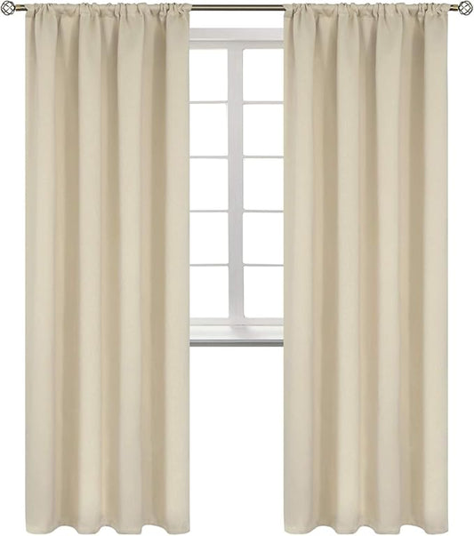 BGment Beige Room Darkening Curtains 84 Inches Length - Rod Pocket Thermal Insulated Blackout Curtain Drapes for Bedroom Living Room, 42 x 84 Inch, 2 Panels, Beige