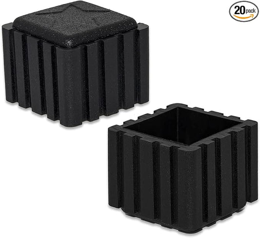 Flyshop Anti-Skid Non-Marking Synthetic Rubber Patio Chair Table Leg Caps Square Furniture Covers 20pcs, Black, 22 mm x 22 mm, 7/8" x 7/8"