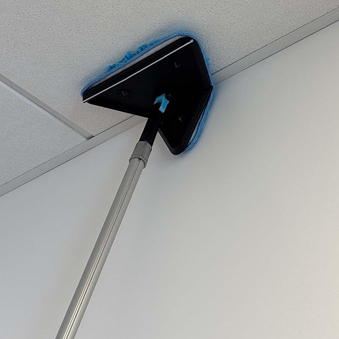 25 Feet High Ceilings Baseboard Wall Cleaner Mop with 18 Ft Extension Pole, Cobweb Duster, Window Cleaning Squeegee Kit (18ft)