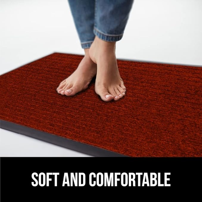 GORILLA GRIP Traffic Guard Door Mat, 2 Pack, Heavy Duty Waterproof Doormat, Commercial Office Space Welcome Mats, Stain and Fade Resistant, Low Profile, Strong Rubber Backing, 35x23, Red