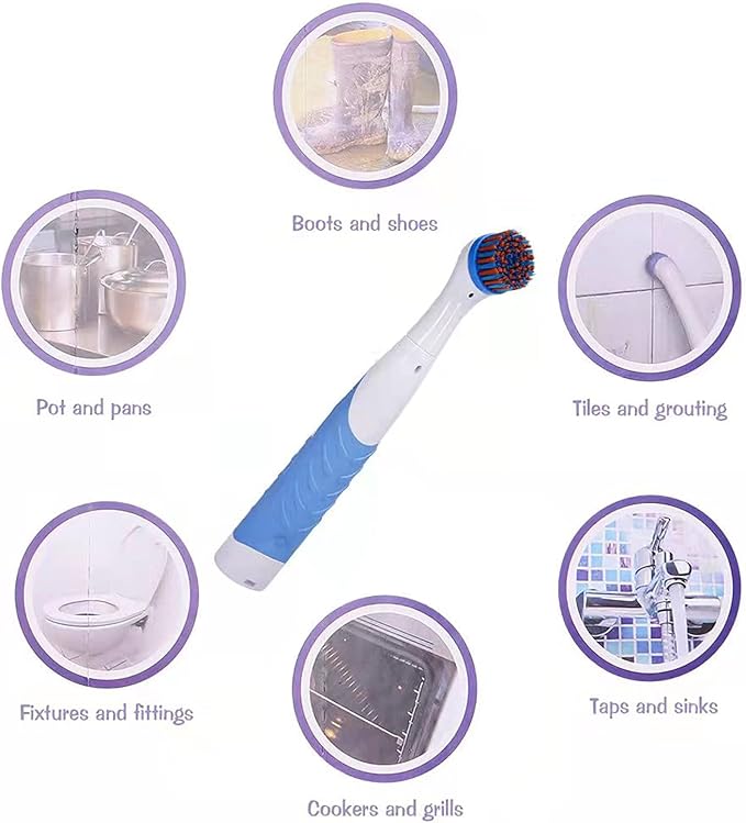 Electric Cleaning Brush with 4 in 1 Multiple Brush Heads,Indoor Household Cordless Motorized Brush for Bathroom Toilet Kitchen Tile Crevice