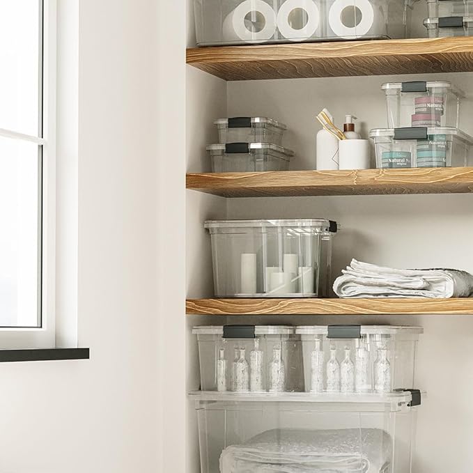 Superio Storage Bins with Lids- 4 Pack, 4.5 Qt Clear Boxes for Organizing, Stackable Plastic Containers- BPA Free, Non-Toxic, Odor Free, Organizer for Home, Office, Dorm