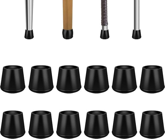 5/8" Round Rubber Chair Leg Tips Caps, 16 Pack Small Chair Leg Floor Protectors Small Furniture Legs Caps Non Slip Reduce Noise for Hardwood Floors (Black, Fit: 16mm to 17mm)