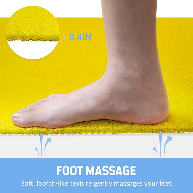 Non-Slip Bathtub Mat, Anti Slip Shower Mat, Fast Drying Bathtub Mats, Foot Scrubber Mat, Anti Slip Mat for Tub, Floor, Bathroom, Kitchen, Home, Hotel (Yellow 24"×24")