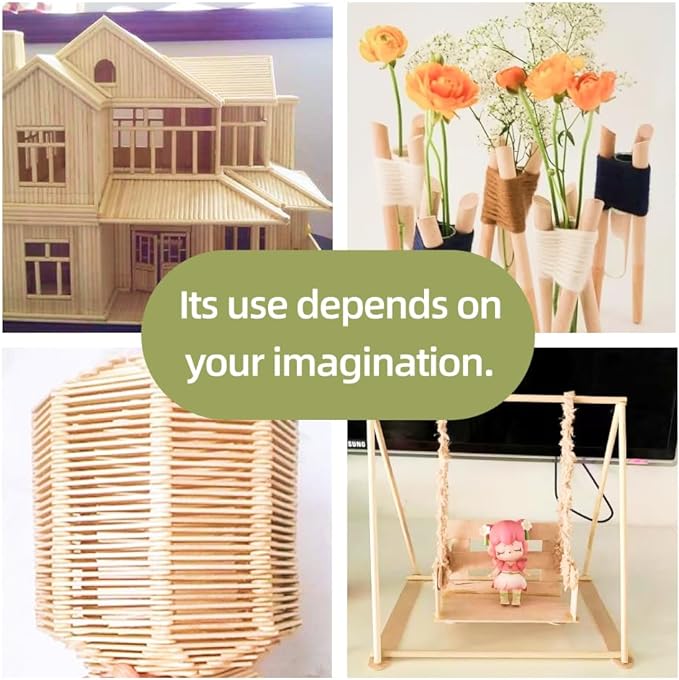 1/4 x 12 Inch 50 PCS Dowel Rods Wood Sticks Wooden Dowel Rods - Unfinished Bamboo Sticks - for Crafts and DIYers