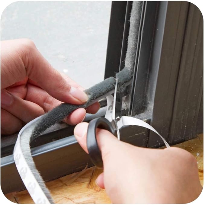 Felt Weather Stripping Door Seal Brush for Sliding Windows, Pile Self Adhesive Weatherstrip Sealer Draft Stoppers (16.5ft x11/32 x 3/16 Brush inch, Black)
