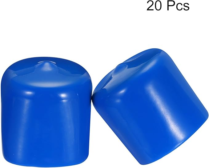 uxcell 20pcs Rubber End Caps 38mm ID Vinyl PVC Round Tube Bolt Cap Cover Screw Thread Protectors Blue