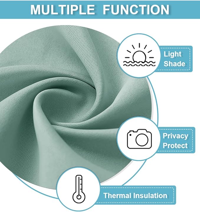 RYB HOME Room Darkening Kitchen Curtains 54 inch Length, Durable Privacy Window Drapes Thermal Insulated Panels Farmhouse Decor for Bedroom Studio Bathroom, W 42 x L 54 inches, Set of 2, Aqua