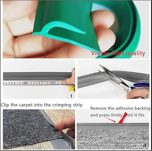 Self Adhesive Carpet Transition Strip with Edge Trim, Designed for Seamless Transitions from Carpet to Tile or Vinyl Floors, Perfect for Doorways.(Brown,15ft)