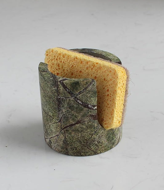 Natural Green Marble Sponge Holder for Kitchen Counter, Drying Rack, Sponge Caddy for Sink Organizer