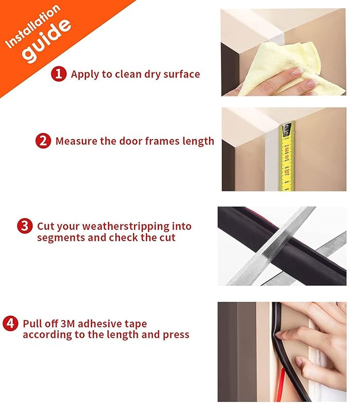 Black Rubber Weather Stripping Door Seal Strip, D Shape Door Rubber Weather Seal Strip, SelfAdhesive Door Weatherstripping Soundproofing Door Sealing Strip for Windows (50 feet, Black)