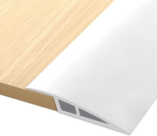 Vinyl Door Threshold Flooring Transition Strip Self Adhesive Carpet Edging Strip for Laminate Doorway Edge Threshold from 2/5" to 3/5" (White, 10 Ft)