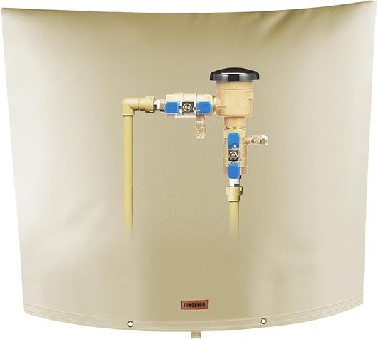 TOHONFOO Backflow Preventer Pipe Insulation Cover (5°F) - Irrigation Sprinkler Valve Insulated Pouch - Water Well Pump Cover - Sturdy 5 Layers for Winter Freeze Protection, 40" W x 36" H, Beige