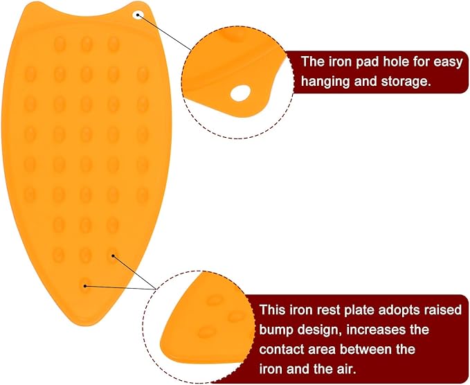 HARFINGTON 2pcs Silicone Iron Rest Pad, Multipurpose Iron Hot Resistant Mat Iron Rest Plate for Ironing Board Hot Heat Resistant Steam Compact Mat, Orange