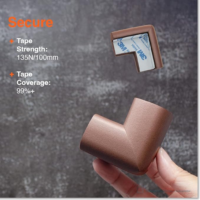 Roving Cove HeftyFit Corner Protector for Baby (16 Large Corners), Heavy-Duty Soft Rubber Foam Furniture Corner Bumper Guards, 3M Adhesive Pre-Taped, Coffee Brown