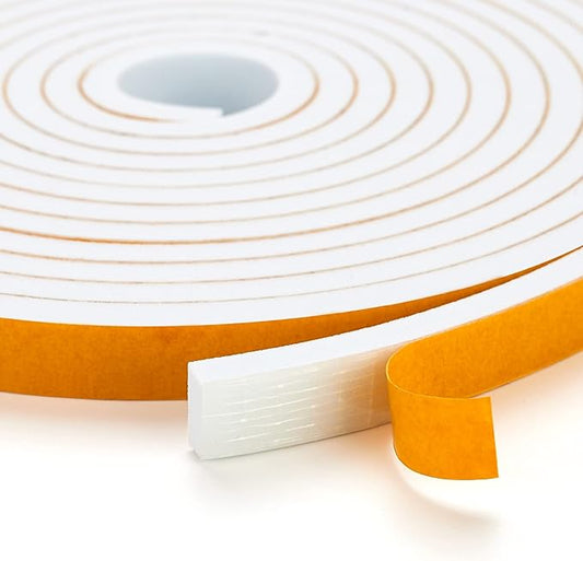 60 Feet Weather Stripping Door Seal, 1/4" Wide X 1/8" Thick Door Seal Strip High Density Foam Tape Adhesive Strip for Door Soundproofing,Window Insulation (1/4" x 1/8" x 60FT,White)