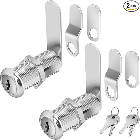 Cabinet Lock with Keys, 1-1/2" Long Cam Locks keyed Alike, Cam Lock Set for Cabinets Thick Drawers RV Storage Locks Tool Box with Keys, Zinc Alloy (2 Packs, 1-1/2 Inch)