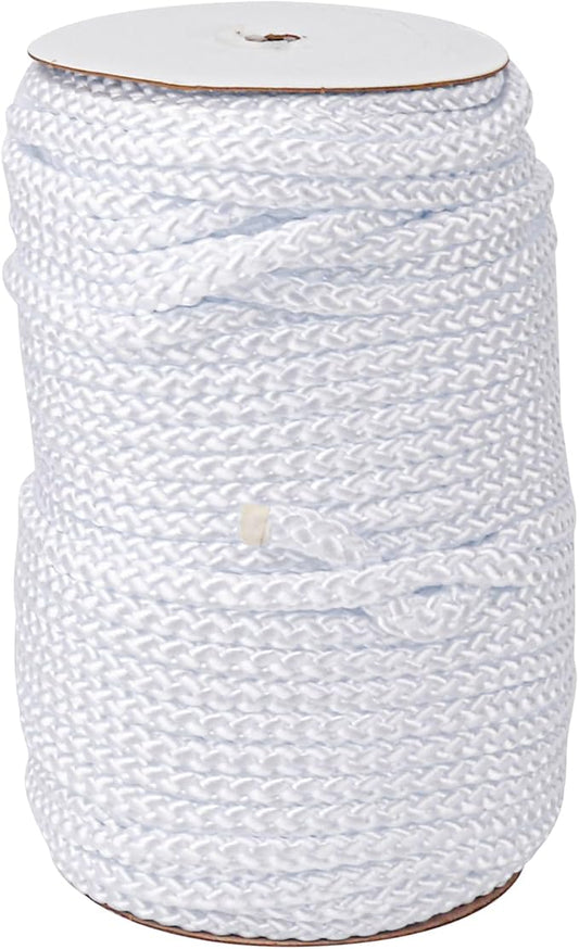 3/8 Inch White Polyester Rope - 250 White Low Stretch Polyester Rope for Hiking, Kayaking, Tarps, Camping