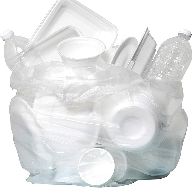 Aluf Plastics High Density Trash Bags, 60 Gallon, 800 Count, 17 Micron (eq), 38" x 60", Clear, for Bathroom, Office, Industrial, Commercial, Janitorial, Municipal, Recycling