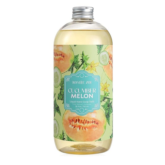 ROMIIE ZOI Liquid Hand Soap Refill, Cucumber&melon, Gentle & Moisturizing Formula, 750 ML/ 26 FL OZ