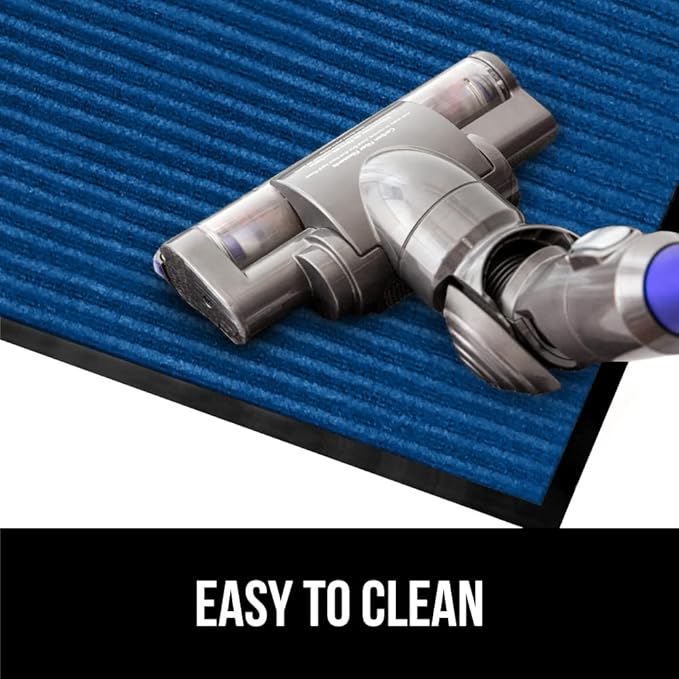 GORILLA GRIP Traffic Guard Door Mat, 59x24, Heavy Duty Welcome Mats, Commercial Office Space Doormat, Waterproof, Fade Resistant, Strong Rubber Backing, Low Profile, Shoe and Boot Scraper, Blue