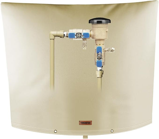 Backflow Preventer Pipe Insulation Cover (5°F) - Irrigation Sprinkler Valve Insulated Pouch - Water Well Pump Cover - Sturdy 5 Layers for Winter Freeze Protection, 24" W x 18" H, Beige