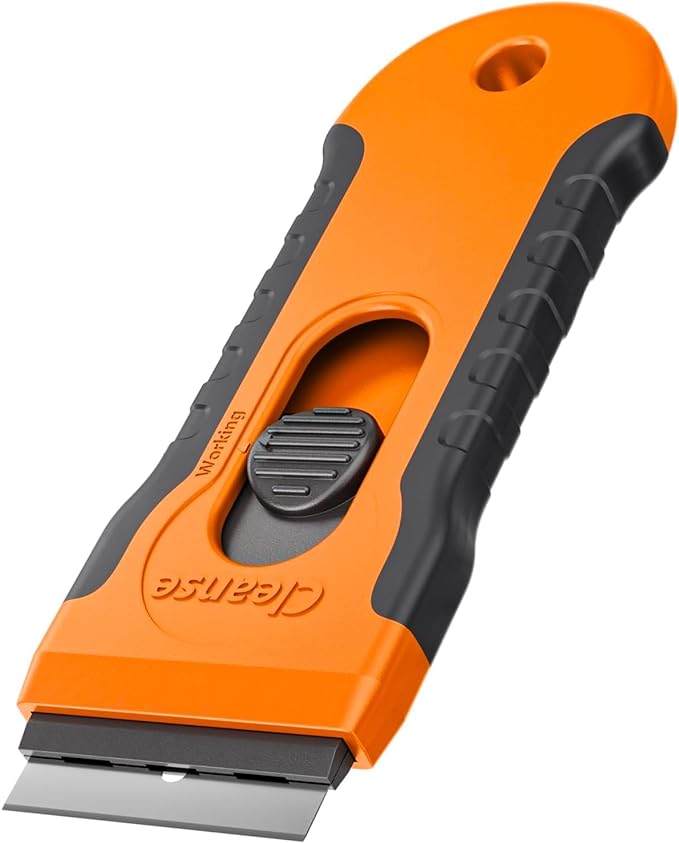 Razor Blade Scraper with 15 Extra Blades: Multi-Surface Cleaning Tool for Glass, Ceramic Cooktops, Ovens, Glass Top Stoves and Foot - Removes Burned-On Food, Tough Stains, Dirt, Stickers, and Paint